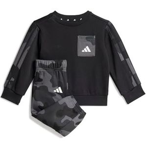 adidas Unisex bebé Seasonal Essentials Infants Camo Fleece Jogger Set in French Terry, black/white, 6-9 Months