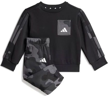 adidas Unisex bebé Seasonal Essentials Infants Camo Fleece Jogger Set in French Terry, black/white, 6-9 Months