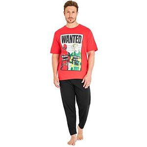 Marvel Mens Pyjama Set T-shirt en broek Deadpool Avengers Merchandise Mens PJs Sets Lounge Wear Avengers Captain America Iron Man Maten M-3XL Nachtkleding Geschenken voor Mannen (Rood/Zwart, 2XL)