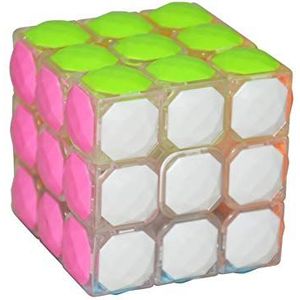 ETbotu Magische kubus kleurrijk Magic Cube 3x3 transparant bump 61mm glad voor Valentijnsdag