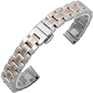 Jeniko Solide Roestvrijstalen Horlogeband Compatibel Met Armani Dames Kleine Horlogeband Compatibel Met Mesh Riem 6 Mm 8 Mm 10 Mm (Color : GD-05-Steel Rose, Size : 12mm)