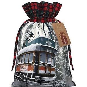 Winter Old Cable Ski Lift Herbruikbare Gift Bag - Trekkoord Kerst Gift Bag, Perfect Voor Feestelijke Seizoenen, Kunst & Craft Tas