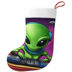 Jkkghll Groene Alien Print Kerst Stocking Feestelijke Decor Vakantie Sokken Voor Xmas Tree Familie Bijeenkomsten