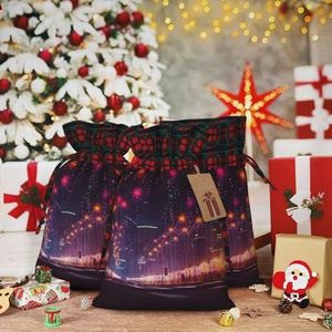 Gift Zakken Met Trekkoord 8.3 X 11.8 Inch Kerst Trekkoord Tas Nieuwjaar Lichten Herbruikbare Xmas Wrapping Bag Voor Party Present Zakken Voor Geschenken Decoraties Vakantie