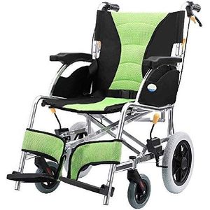 Handmatige rolstoel, opvouwbare draagbare lichtgewicht aluminium rolstoel opvouwbare trolley, 4-wielige mobiliteitsstoel voor ouderen en gehandicapten, draagbaar