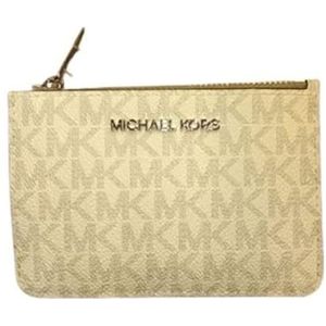 Michael Kors Jet Set Travel Small Top Zip Coin Pouch (Bright White)