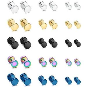 15 paar nep gauge oorbellen voor mannen vrouwen roestvrij staal Stud Earrings Cheater Plug oorbellen Faux meters oor Tunnel Set