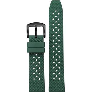 Quick Release Fluoro Rubber Horlogeband Waterdicht Heren for Seiko for Breitling for IWC Zwart Quick Release Horlogeband Stomatal Band (Color : Green-black pin, Size : 20mm)