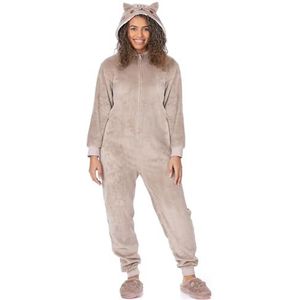 Pusheen The Cat Onesie Womens Dames Nieuwigheid Bruin All In One Pyjama | Cartoon Kat met 3D Oren Staart Karakter Loungewear | Pusheen Merchandise Cadeaus