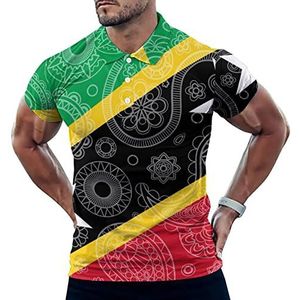 Saint Kitts En Nevis Paisley Vlag Casual Poloshirts Voor Mannen Slim Fit Korte Mouw T-shirt Sneldrogende Golf Tops Tees 5XL
