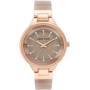 Anne Klein Vrouwen Premium Crystal geaccentueerd hars armband horloge, Tan/Rose Goud, armband