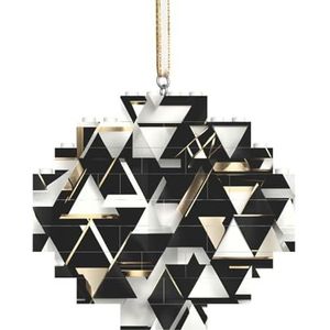 Mode Moderne Zwart Wit Gouden Driehoek Fascinerende Diamant Bouwstenen Puzzel-Engaging,Stress-Verlichtende Leuke Puzzel Ervaring