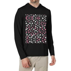 Zwarte Polka dots Print Heren Shirts Lange Mouw Hoodies Mode T-shirts, Causale Fit Geen Knopen T-shirts, Zwart, XXL