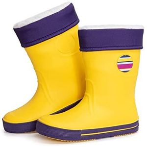 Regenlaarzen voor Kinderen, Regenlaarzen voor kinderen met uitneembare warme voering, Winterlaarzen, Reflecterende details van 3M™ Scotchlite™, Gemaakt in Italië (30-31 EU Geel/Violet)