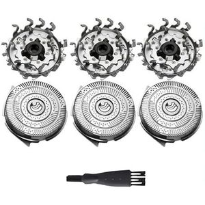 HQ9 Vervangende scheermesjes compatibel met Philips PT9XX PT8XX PT7XX AT9XX AT8XX AT8XX AT7XX elektrische scheerapparaten, premium HQ9 scheerbladen, 3-pack, 1 borstel