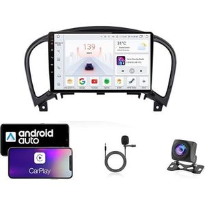 9 Inch Autoradio Compatibel voor Nissan Juke 2010-2014 met GPS Navigatie CarPlay Android Auto Acht-Core 4G Bluetooth WiFi MirrorLink Stuurwiel Afstandsbediening(T1 4 Core Wifi 1G+16G)