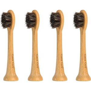 Gaia Guy Bamboe & Paardenhaar Varkenshaar Elektrische Tandenborstelkop (4-Pack) - Ongecoat Gepolijst Bamboe
