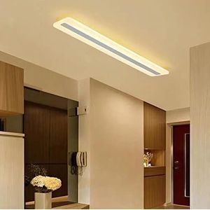 LED-plafondlamp woonkamer, langwerpige rechthoekige plafondlamp slaapkamer, paneel Ultra-lamp in metaal, lampenkap gemaakt van wit acryl, 3 kleurtemperatuur verstelbare wandlamp 3000k-6000k (150cm)