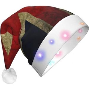 TyEdee Britse vlag print kerstmuts, LED-verlichting kerstmuts, familie unisex kerst decor hoed, grappige kerstmuts