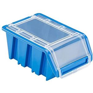 botle 10 x stapelbox met deksel, werkplaats, stapelkist, sorteerbox, 120 x 195 x 90 cm, blauw, stapelkisten, kunststof opbergdozen, stapelbaar