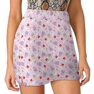 Kittens Picture Dames Skorts Hoge Taille Tennisrok Gelaagde Korte Mini Rok Culottes Skorts Met Zakken S