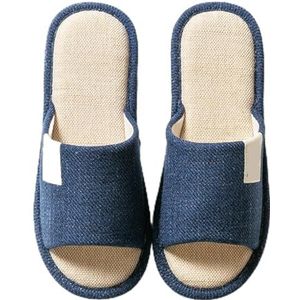 JMORCO Pantoffels voor dames, linnen pantoffels in de lente en herfst, voor binnen, katoen en linnen, het hele jaar door, universele paar stoffen vloerpantoffels, blauw (deep blue), 44/45 EU