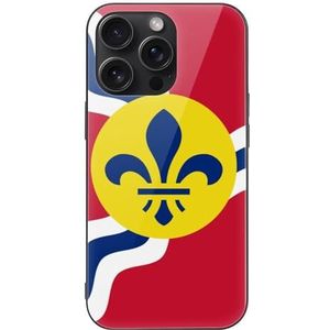 Vlag van St. Louis Glas Hard Shell Ultradun Schokbestendig Compatibel met iPhone 15 Serie Beschermhoes iPhone 15 Pro Max