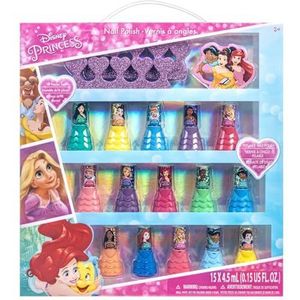 Disney Princess - Cadeauset voor Kinderen - Glitterende en Ondoorzichtige Nagellak - 18 Stuks - Veilig en Sneldrogend