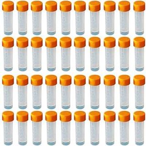 HUAYAO 40 stuks monsterbuisjes, 5 ml, met deksel en graduele markeringen, kunststof kristallen buisjes, reageerbuisjes, reageerbuisjes, reageerbuisjes, reageerbuisjes voor laboratorium en ziekenhuis