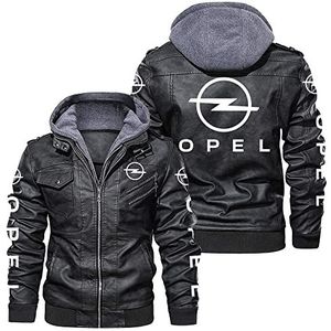 Leren Jassen Met Capuchon Voor Heren Opel Afneembare Pet Jack Met Rits PU-motorjas Voor Warme Vrijetijdskleding Jassen-A||3XL