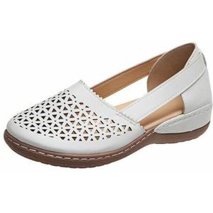 BKYWJTR6 Zomermode voor dames, casual, lage hak, sleehak, holle schoenen, klassieke comfortabele sandalen, wit, 40 EU