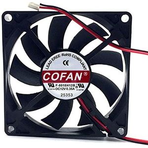 For COFAN F-8015H12B 12V 0.35A 80x80x15mm 2-wires Server Cooling Fan
