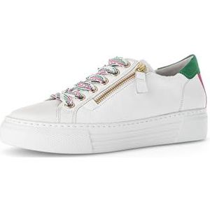 Gabor Low-Top sneakers voor dames, lage schoenen, uitneembaar voetbed, Wit Verde Camel 53, 37 EU