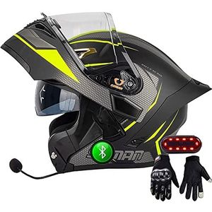 Bluetooth Flip Up Front Motorcycle Helmet Modular Motorbike Helmet,DOT/ECE Approved, Built in Dual Visors, Anti-Fog, Dust-Proof and Waterproof D,M