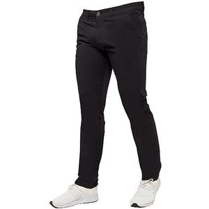 989Zé ENZO Heren Stretch Chino Slim Fit Been Jeans Broek van Raw Denim, Zwart, 36W / 32L