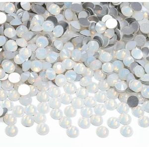 SS3-SS30 Glazen Strass-steentjes, superhelder kristal, niet-hotfix, lijm op steentjes voor Halloween DIY Nail Art - Witte Opaal - SS12-1440 stuks