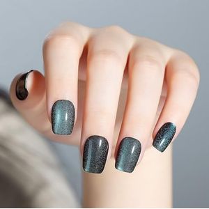 Nicedeco Vegan Kunstmatige Nepnagels Press On Nails, 10-13 Sizes 25-30pcs Korte Kistvormige Chameleon Cat Eye Wearable Nails