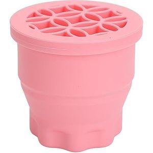 Make-up borstel reinigingskom, siliconen multifunctionele effectieve reiniging draagbare ruimtebesparende make-up borstel reiniger beker met deksel voor reizen (roze)