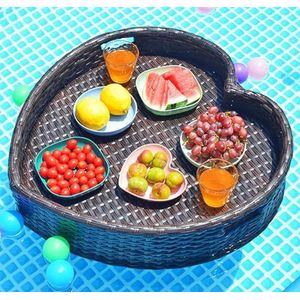 pallet， Drijvende dienblad for zwembad, drijvende drankhouder, ontbijtdienblad op het water for hotelzwembad, thee en koffie(Black)