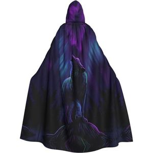 LHMDPBE Mannen Vrouwen Hooded Halloween Kerstfeest Cosplay Kostuums Gewaad Mantel Cape Unisex Wolven Huilen In Het Noorderlicht Prints