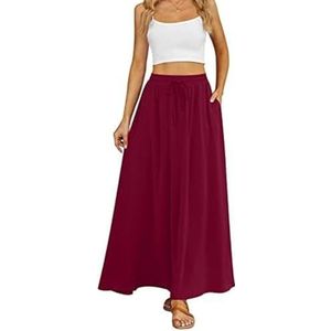 Zwierige lange rokken Hoge taille A-lijn lange rok voor dames Bloemenprintrok Elastisch voor feeststrand Dames lange rok