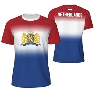 Sport Mesh T-Shirt Geleidelijke Nederland Vlag Tees 3D Gedrukt voor Fitness Running Fiets Voetbal Tennis Voetbal, Meerkleurig, L