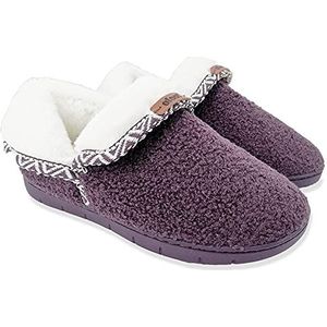 ofoot Dames Fuzzy Warm Cozy Memory Foam Slaapkamer Fleece Huis Slippers, Zachte Dikke Pluche Voering Indoor Outdoor Antislip Harde Rubberen Zool, Paars, 7/7.5 UK