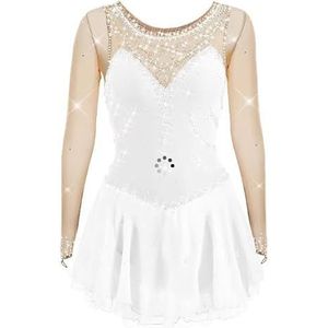 Nnnydjy Schaatsjurk Voor Meisjes Voor Kunstschaatsen Turnpakje Voor Dames Voor Ritmische Gymnastiek En Dans Glanzende Kristallen Wedstrijdkleding Voor Rolschaatsen En Kunstschaatsen,A,11_13Years