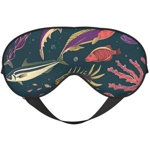 Oceaan Onderwater Vissen Print Lichtgewicht Slaap Masker Ademend Lichtblokkerende Reizen Yoga Outdoor Avonturen