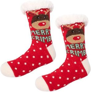BOSREROY Rendier Patroon Pluche Kerst Zachte Winter Slipper Sokken Gezellig Weer Zachte Koude Sokken Slaapsokken, Meerkleurig, One Size