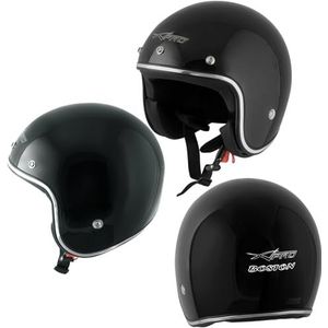A-Pro Motorhelm Jet, ECE 22-05 goedgekeurd, zwart, Custom Scooter Naked, maat L
