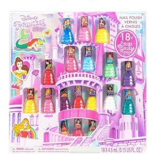 Disney-Prinses 18-delige set met nagellak voor kinderen, op waterbasis, sneldrogend en afpelbaar, perfect voor feestjes en logeerpartijen vanaf 3 jaar, van Townley Girl
