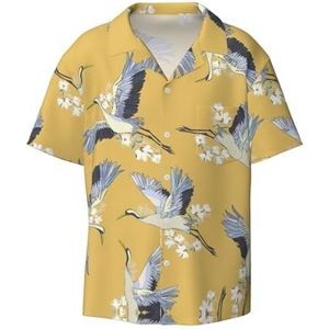 YJxoZH Vogels Print Heren Jurk Shirts Casual Button Down Korte Mouw Zomer Strand Shirt Vakantie Shirts, Zwart, 4XL