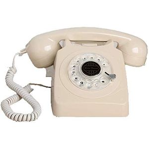 Thuis vaste Europese stijl retro telefoon, ouderwetse telefoon met snoer, massief houten antieke telefoon, kantoor aan huis, hotel, galerij, juweliers retro telefoon (ivoor)